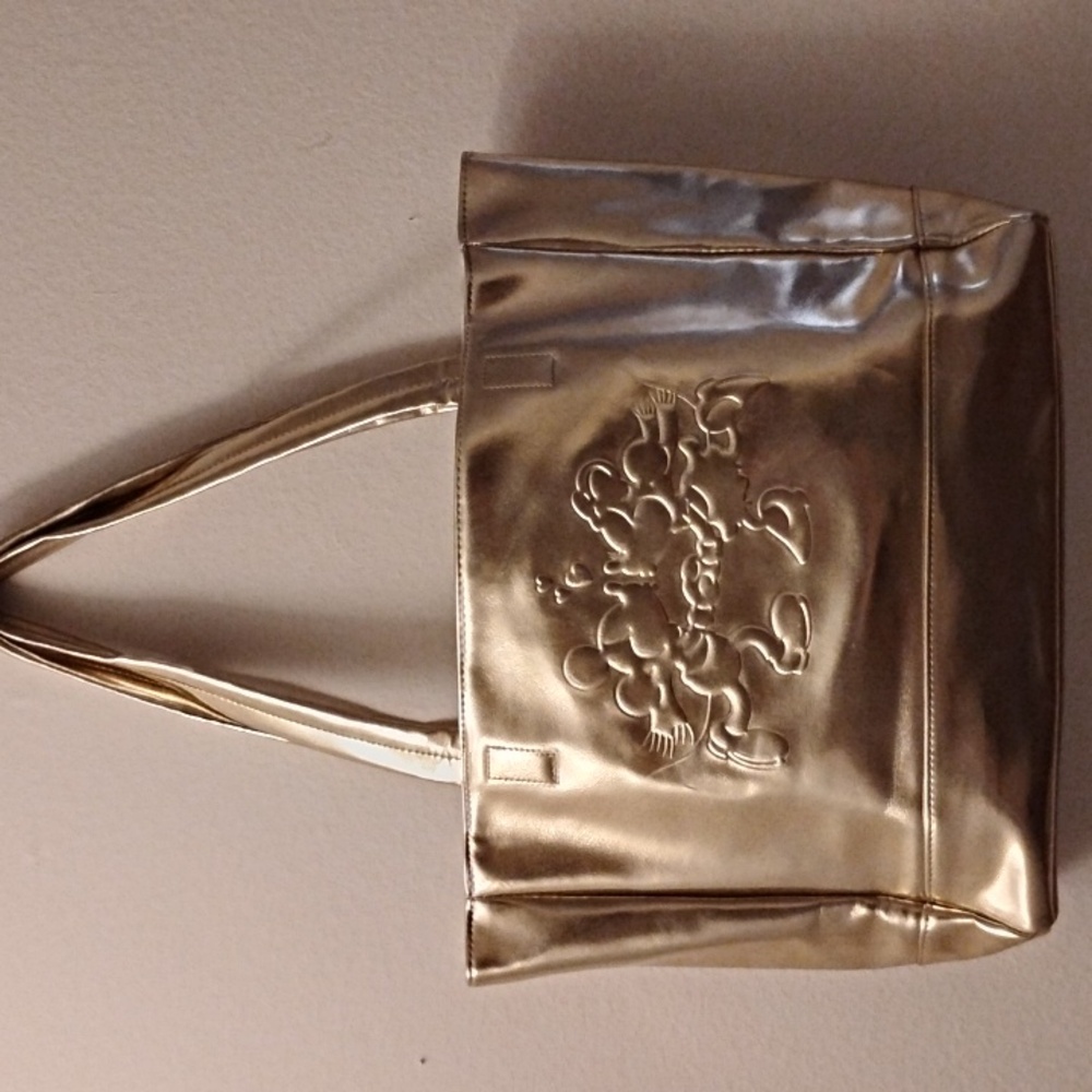Disney's Elegant Mickey & Minnie Holiday Gold Tote Bag